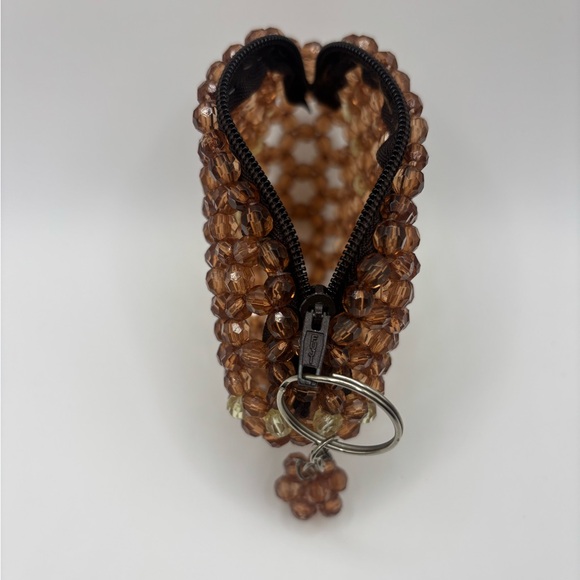 Beaded Brown Keychain Pouch - Picture 3 of 3